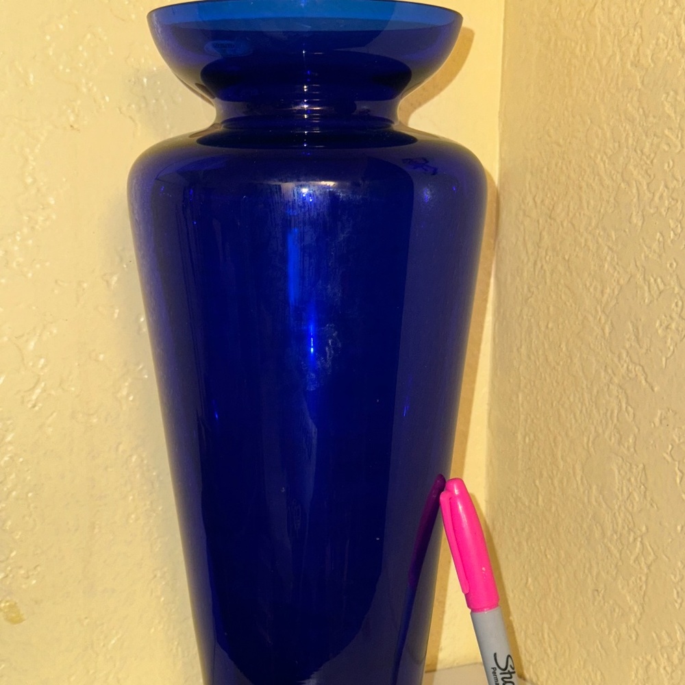 Wanda Cobalt Blue Glass Hand Blown in Poland Vase